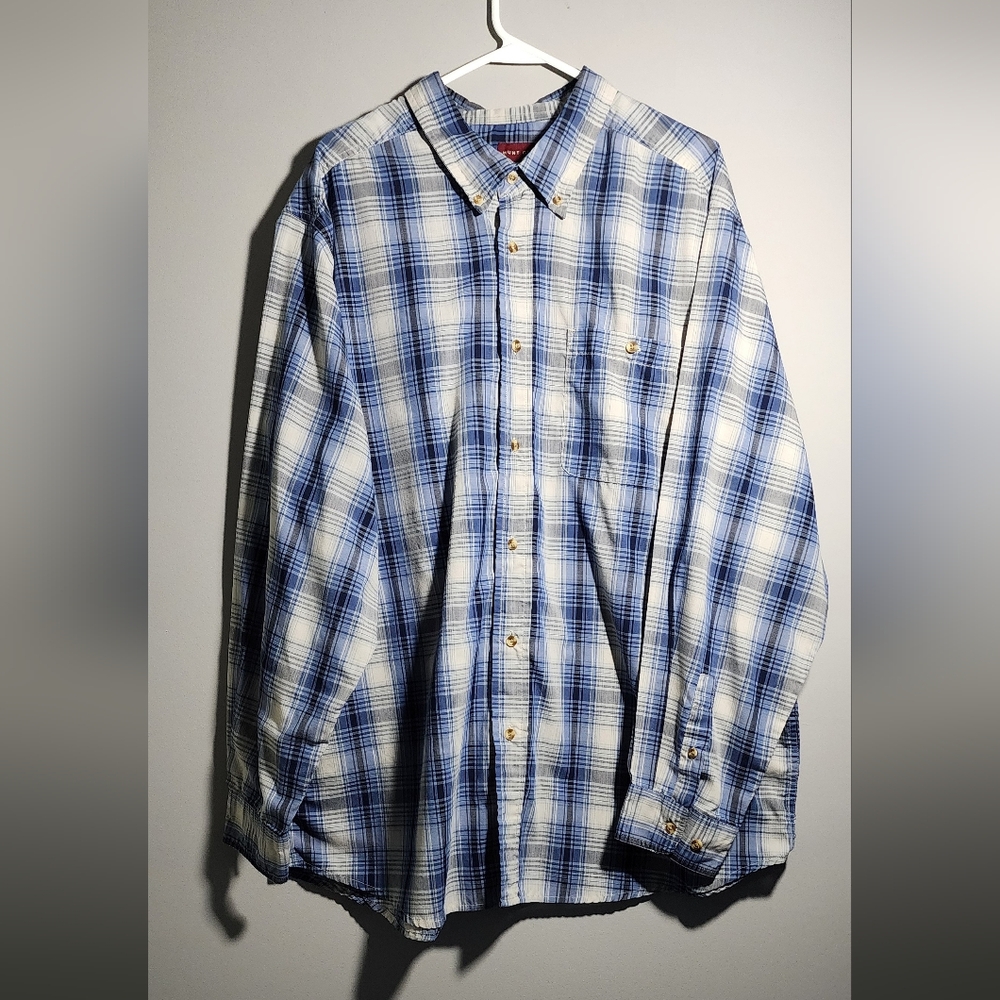 Vintage Hunt Club Men’s 2XL Blue Plaid Button-Down Shirt